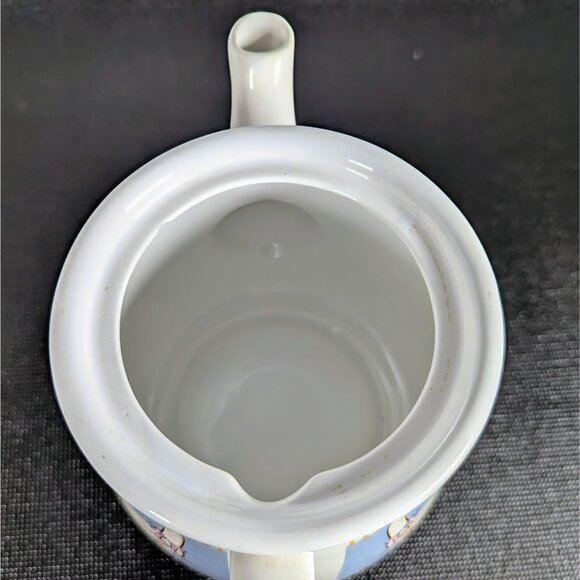 Ribbon Geese B&D Tea Pot Lid Farmhouse Country Animals Yellow Stripes Floral - Picture 5 of 6